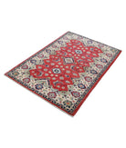 Kazak 3'0'' X 4'8'' Hand-Knotted Wool Rug 3'0'' x 4'8'' (90 X 140) / Red / Ivory