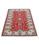 Kazak 3'0'' X 4'8'' Hand-Knotted Wool Rug 3'0'' x 4'8'' (90 X 140) / Red / Ivory