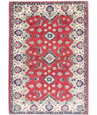 Kazak 3'0'' X 4'8'' Hand-Knotted Wool Rug 3'0'' x 4'8'' (90 X 140) / Red / Ivory