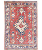 Kazak 3'2'' X 4'8'' Hand-Knotted Wool Rug 3'2'' x 4'8'' (95 X 140) / Red / Ivory