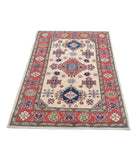 Kazak 3'1'' X 4'10'' Hand-Knotted Wool Rug 3'1'' x 4'10'' (93 X 145) / Ivory / Red