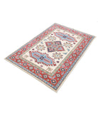 Kazak 3'4'' X 4'10'' Hand-Knotted Wool Rug 3'4'' x 4'10'' (100 X 145) / Ivory / Red