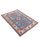 Kazak 3'3'' X 4'9'' Hand-Knotted Wool Rug 3'3'' x 4'9'' (98 X 143) / Blue / Ivory