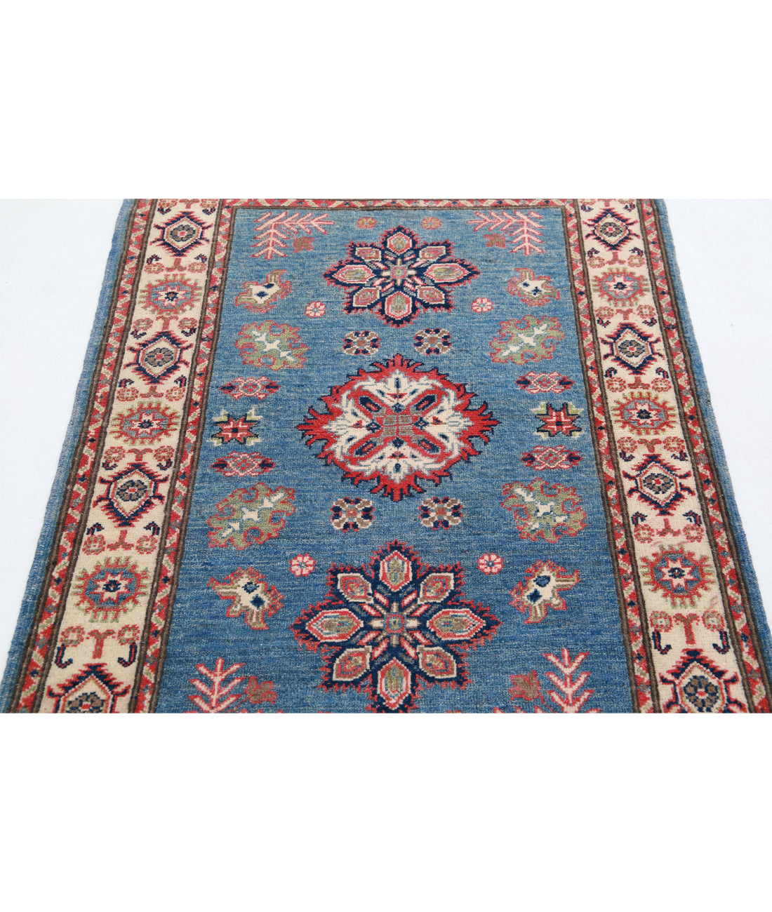 Kazak 3'3'' X 4'9'' Hand-Knotted Wool Rug 3'3'' x 4'9'' (98 X 143) / Blue / Ivory