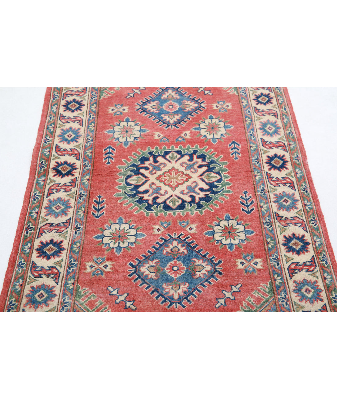 Kazak 3'1'' X 5'2'' Hand-Knotted Wool Rug 3'1'' x 5'2'' (93 X 155) / Red / Ivory