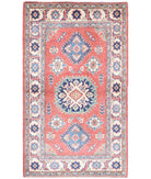 Kazak 3'1'' X 5'2'' Hand-Knotted Wool Rug 3'1'' x 5'2'' (93 X 155) / Red / Ivory