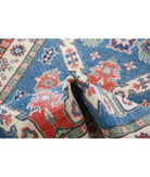 Kazak 3'0'' X 5'0'' Hand-Knotted Wool Rug 3'0'' x 5'0'' (90 X 150) / Blue / Ivory