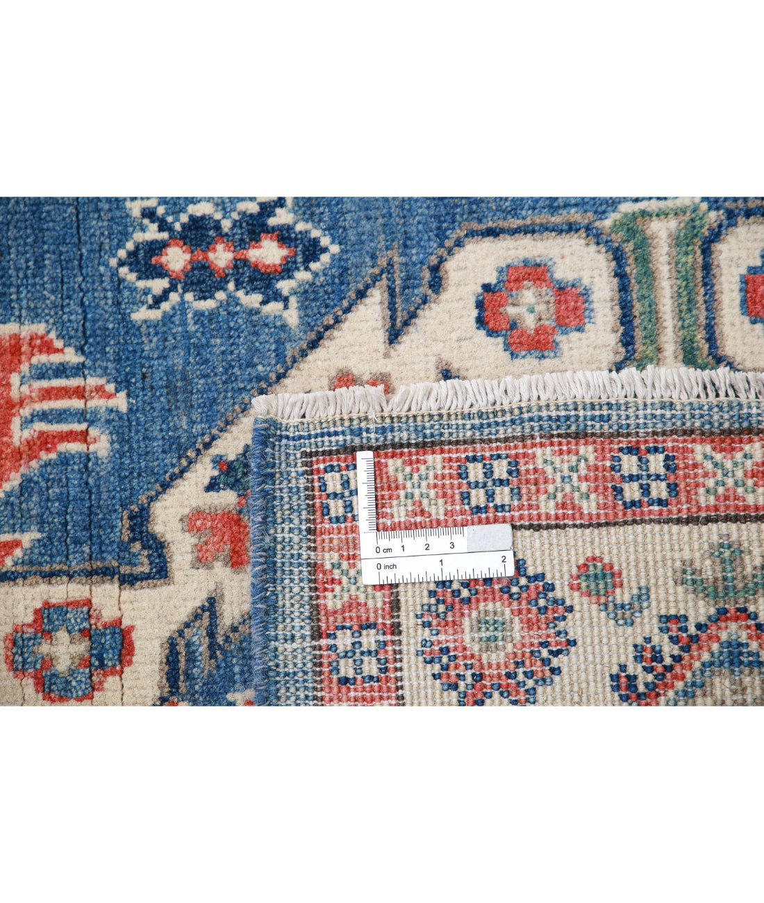 Kazak 3'0'' X 5'0'' Hand-Knotted Wool Rug 3'0'' x 5'0'' (90 X 150) / Blue / Ivory