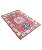 Kazak 3'3'' X 4'8'' Hand-Knotted Wool Rug 3'3'' x 4'8'' (98 X 140) / Red / Ivory