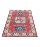 Kazak 3'3'' X 4'8'' Hand-Knotted Wool Rug 3'3'' x 4'8'' (98 X 140) / Red / Ivory