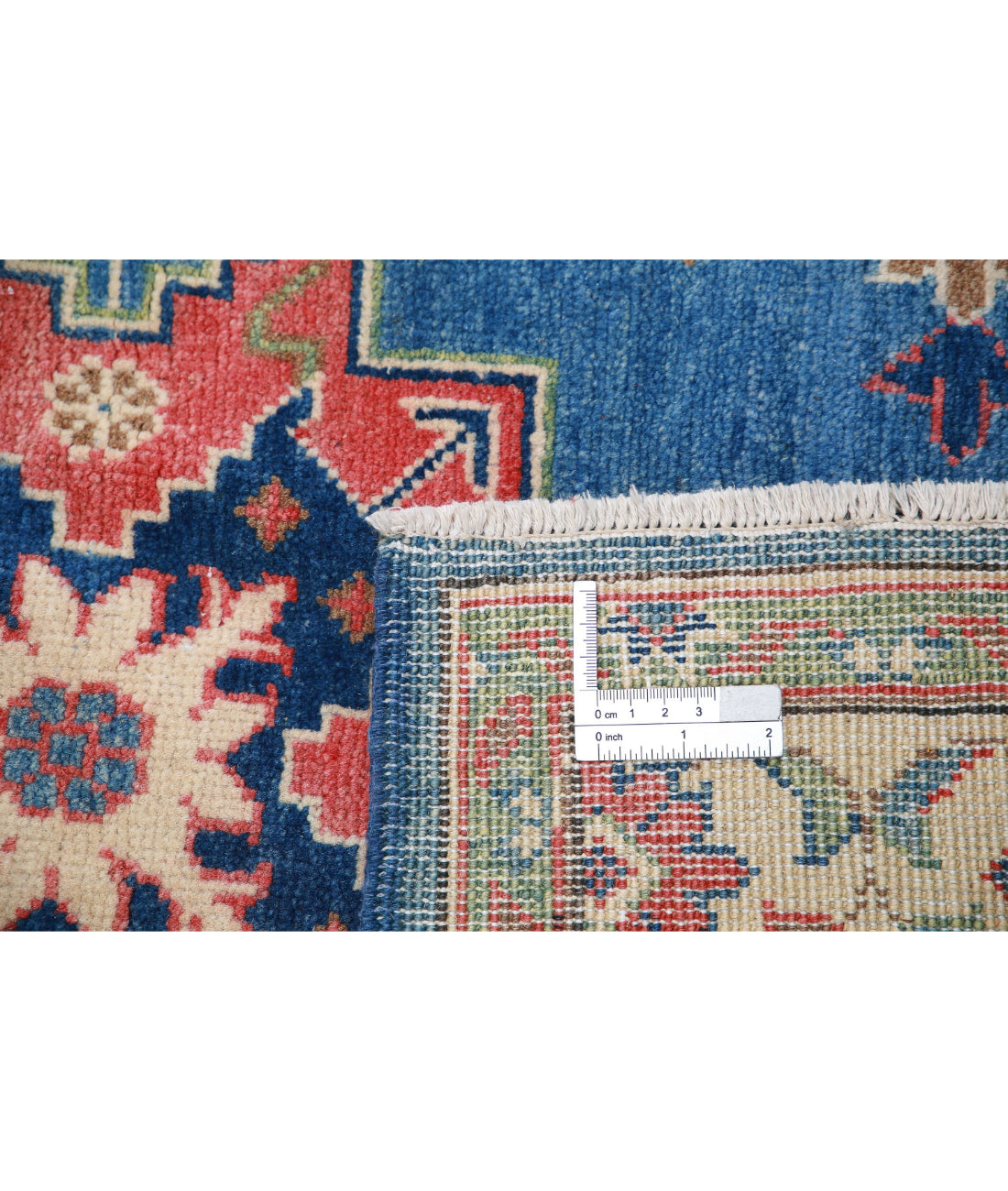 Kazak 3'2'' X 4'9'' Hand-Knotted Wool Rug 3'2'' x 4'9'' (95 X 143) / Blue / Ivory