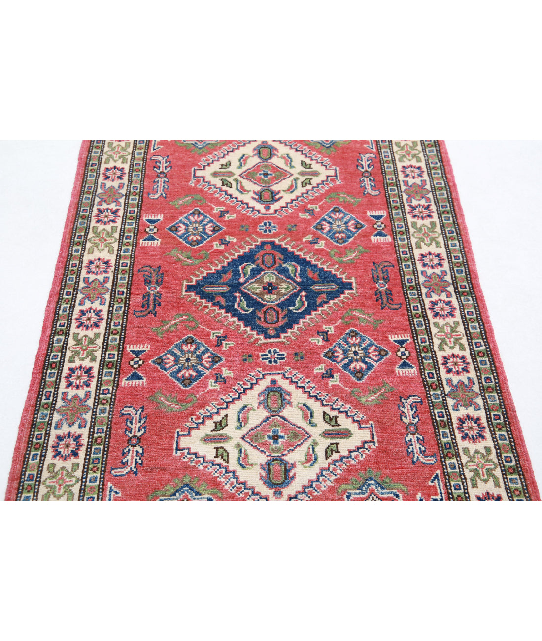 Kazak 3'0'' X 5'0'' Hand-Knotted Wool Rug 3'0'' x 5'0'' (90 X 150) / Red / Ivory