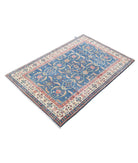 Kazak 3'2'' X 4'9'' Hand-Knotted Wool Rug 3'2'' x 4'9'' (95 X 143) / Blue / Ivory