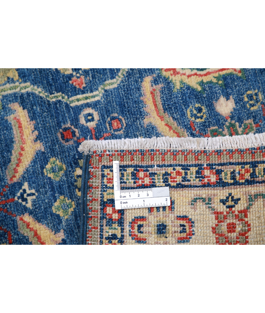 Kazak 3'2'' X 4'9'' Hand-Knotted Wool Rug 3'2'' x 4'9'' (95 X 143) / Blue / Ivory