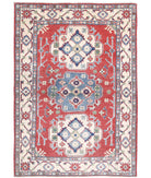 Kazak 3'6'' X 4'11'' Hand-Knotted Wool Rug 3'6'' x 4'11'' (105 X 148) / Red / Ivory