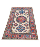 Kazak 2'10'' X 4'11'' Hand-Knotted Wool Rug 2'10'' x 4'11'' (85 X 148) / Ivory / Red