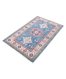 Kazak 3'2'' X 4'10'' Hand-Knotted Wool Rug 3'2'' x 4'10'' (95 X 145) / Blue / Ivory