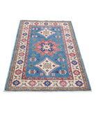 Kazak 3'2'' X 4'10'' Hand-Knotted Wool Rug 3'2'' x 4'10'' (95 X 145) / Blue / Ivory