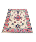 Kazak 3'2'' X 4'9'' Hand-Knotted Wool Rug 3'2'' x 4'9'' (95 X 143) / Ivory / Red