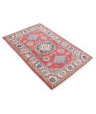 Kazak 3'0'' X 4'8'' Hand-Knotted Wool Rug 3'0'' x 4'8'' (90 X 140) / Red / Ivory