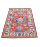 Kazak 3'0'' X 4'8'' Hand-Knotted Wool Rug 3'0'' x 4'8'' (90 X 140) / Red / Ivory