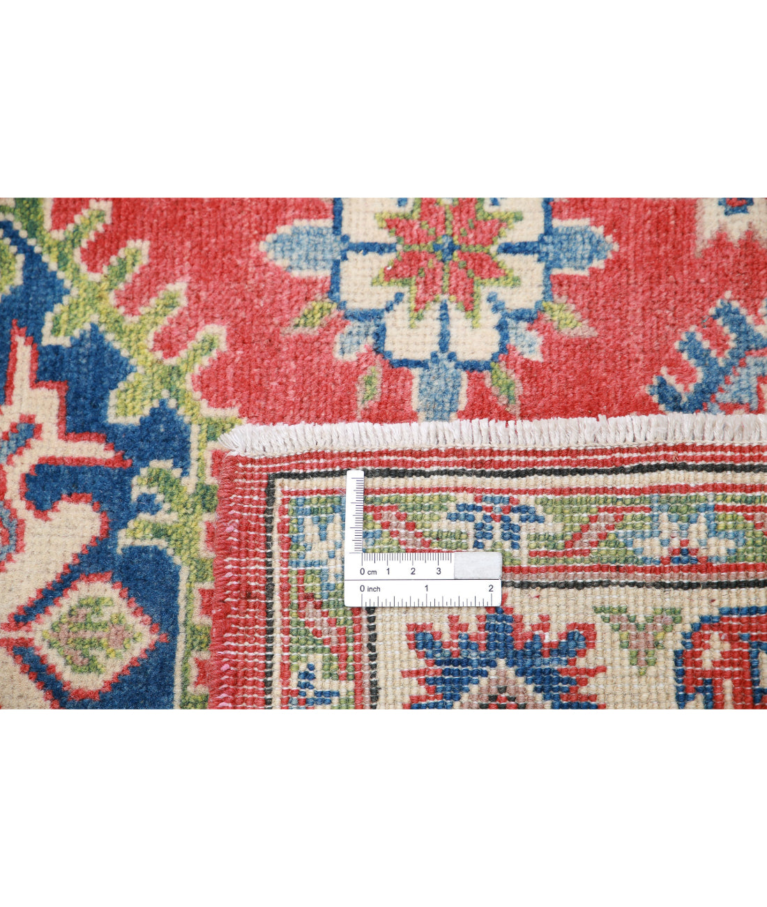 Kazak 3'0'' X 4'8'' Hand-Knotted Wool Rug 3'0'' x 4'8'' (90 X 140) / Red / Ivory