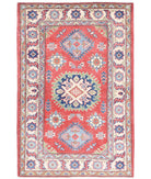 Kazak 3'0'' X 4'8'' Hand-Knotted Wool Rug 3'0'' x 4'8'' (90 X 140) / Red / Ivory