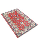 Kazak 3'4'' X 4'9'' Hand-Knotted Wool Rug 3'4'' x 4'9'' (100 X 143) / Red / Ivory