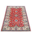 Kazak 3'4'' X 4'9'' Hand-Knotted Wool Rug 3'4'' x 4'9'' (100 X 143) / Red / Ivory