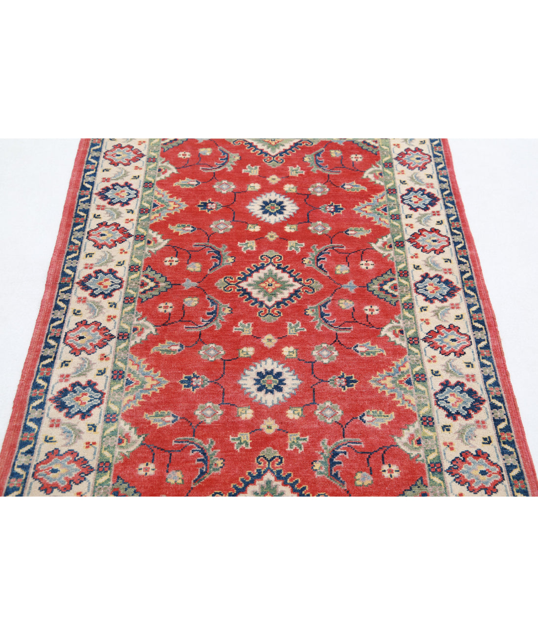 Kazak 3'4'' X 4'9'' Hand-Knotted Wool Rug 3'4'' x 4'9'' (100 X 143) / Red / Ivory