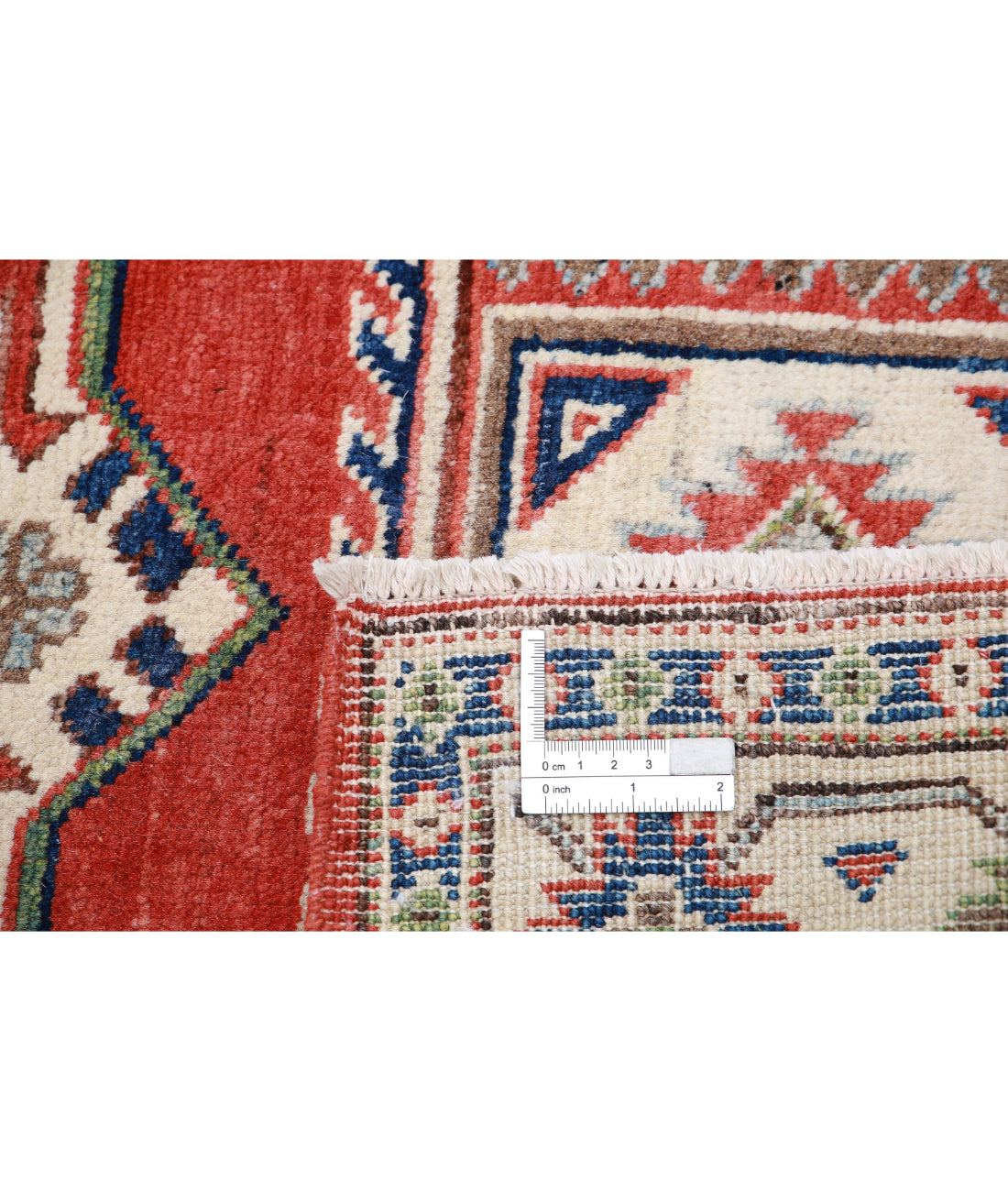 Kazak 3'4'' X 4'9'' Hand-Knotted Wool Rug 3'4'' x 4'9'' (100 X 143) / Red / Ivory