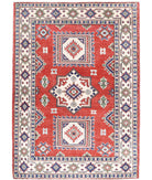 Kazak 3'4'' X 4'9'' Hand-Knotted Wool Rug 3'4'' x 4'9'' (100 X 143) / Red / Ivory