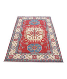 Kazak 3'4'' X 5'3'' Hand-Knotted Wool Rug 3'4'' x 5'3'' (100 X 158) / Red / Ivory