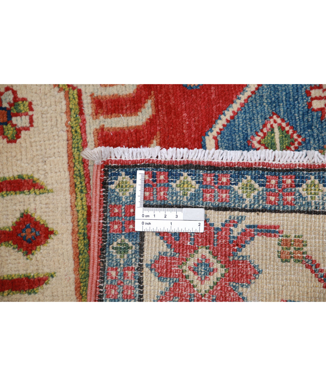 Kazak 3'4'' X 5'3'' Hand-Knotted Wool Rug 3'4'' x 5'3'' (100 X 158) / Red / Ivory