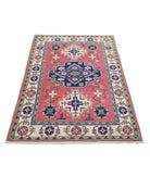 Kazak 3'2'' X 4'8'' Hand-Knotted Wool Rug 3'2'' x 4'8'' (95 X 140) / Red / Ivory