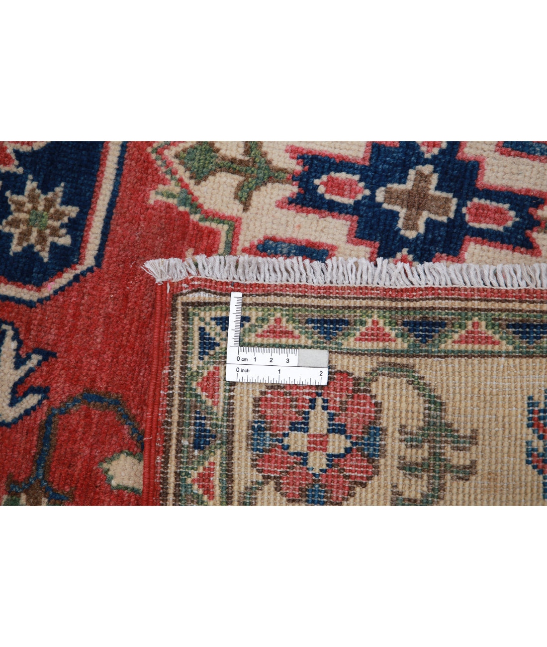 Kazak 3'2'' X 4'8'' Hand-Knotted Wool Rug 3'2'' x 4'8'' (95 X 140) / Red / Ivory