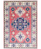 Kazak 3'2'' X 4'8'' Hand-Knotted Wool Rug 3'2'' x 4'8'' (95 X 140) / Red / Ivory