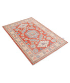 Kazak 3'3'' X 4'10'' Hand-Knotted Wool Rug 3'3'' x 4'10'' (98 X 145) / Red / Ivory