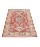 Kazak 3'3'' X 4'10'' Hand-Knotted Wool Rug 3'3'' x 4'10'' (98 X 145) / Red / Ivory