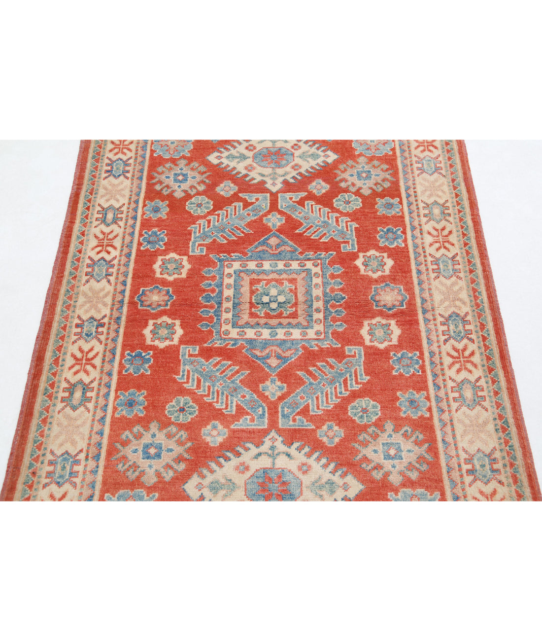 Kazak 3'3'' X 4'10'' Hand-Knotted Wool Rug 3'3'' x 4'10'' (98 X 145) / Red / Ivory