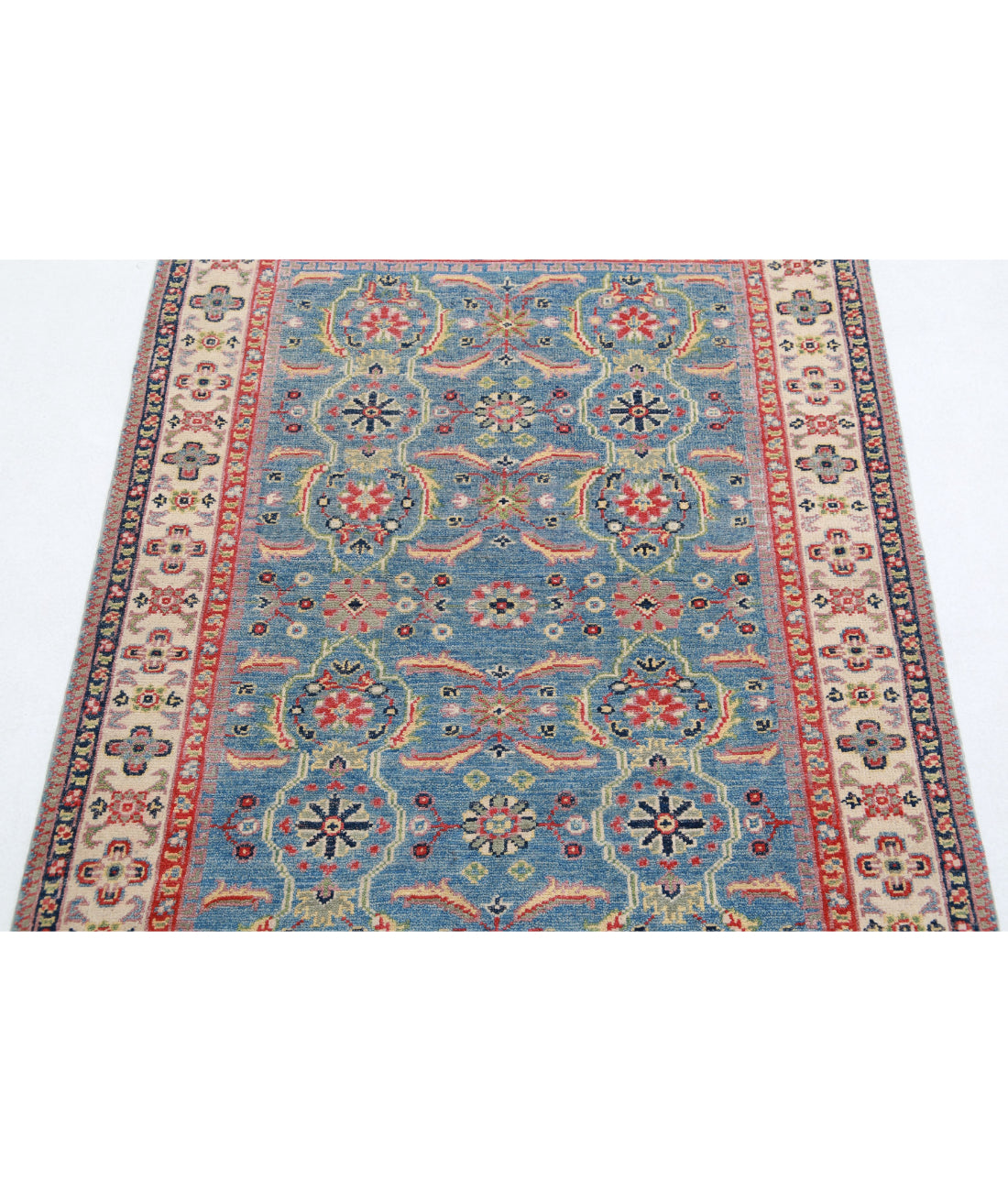 Kazak 3'2'' X 4'5'' Hand-Knotted Wool Rug 3'2'' x 4'5'' (95 X 133) / Blue / Ivory