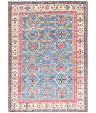 Kazak 3'2'' X 4'5'' Hand-Knotted Wool Rug 3'2'' x 4'5'' (95 X 133) / Blue / Ivory