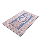 Kazak 3'0'' X 4'10'' Hand-Knotted Wool Rug 3'0'' x 4'10'' (90 X 145) / Blue / Ivory