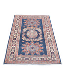 Kazak 3'0'' X 4'10'' Hand-Knotted Wool Rug 3'0'' x 4'10'' (90 X 145) / Blue / Ivory