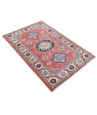 Kazak 3'1'' X 4'9'' Hand-Knotted Wool Rug 3'1'' x 4'9'' (93 X 143) / Red / Ivory