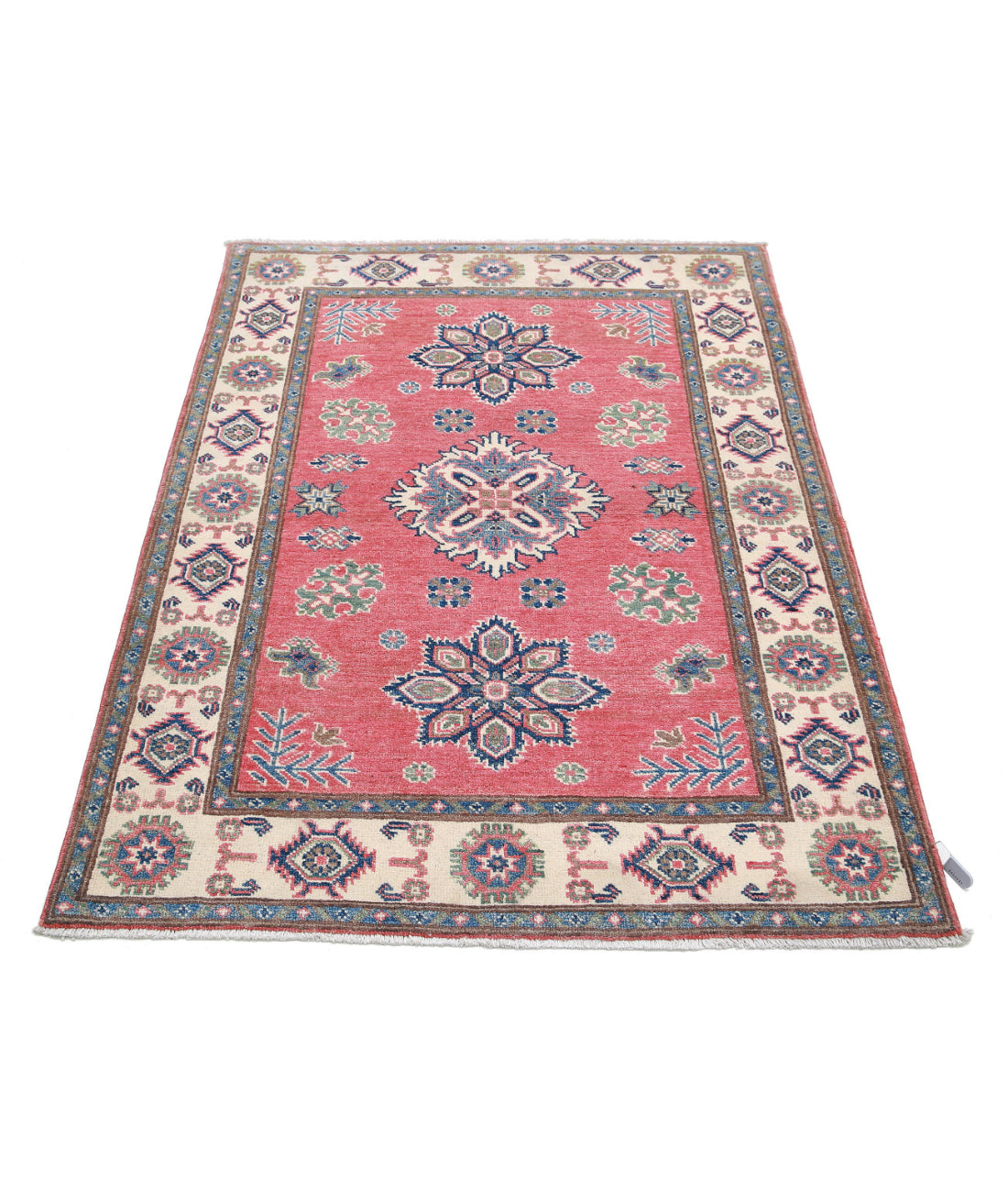 Kazak 3'4'' X 4'7'' Hand-Knotted Wool Rug 3'4'' x 4'7'' (100 X 138) / Red / Ivory