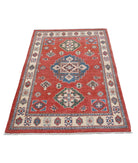 Kazak 3'2'' X 4'11'' Hand-Knotted Wool Rug 3'2'' x 4'11'' (95 X 148) / Red / Ivory