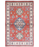 Kazak 3'2'' X 4'11'' Hand-Knotted Wool Rug 3'2'' x 4'11'' (95 X 148) / Red / Ivory