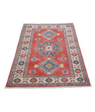 Kazak 3'3'' X 4'9'' Hand-Knotted Wool Rug 3'3'' x 4'9'' (98 X 143) / Red / Ivory