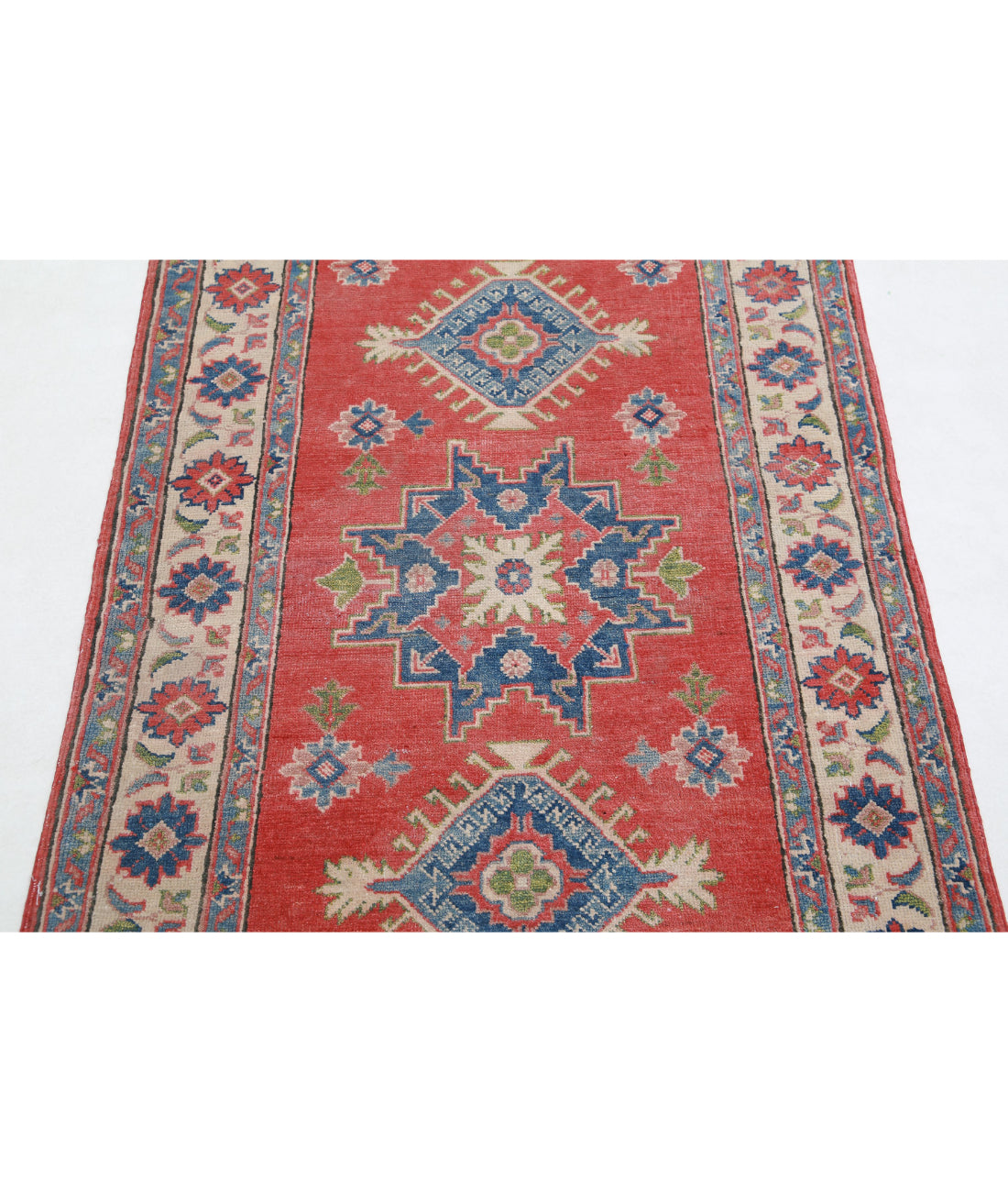 Kazak 3'3'' X 4'9'' Hand-Knotted Wool Rug 3'3'' x 4'9'' (98 X 143) / Red / Ivory